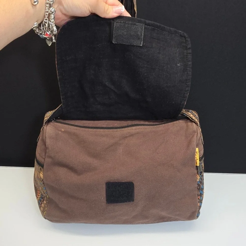 Himalaya Handmade Messenger Bag Brown Embroidered Cotton Boho Festival Nepal